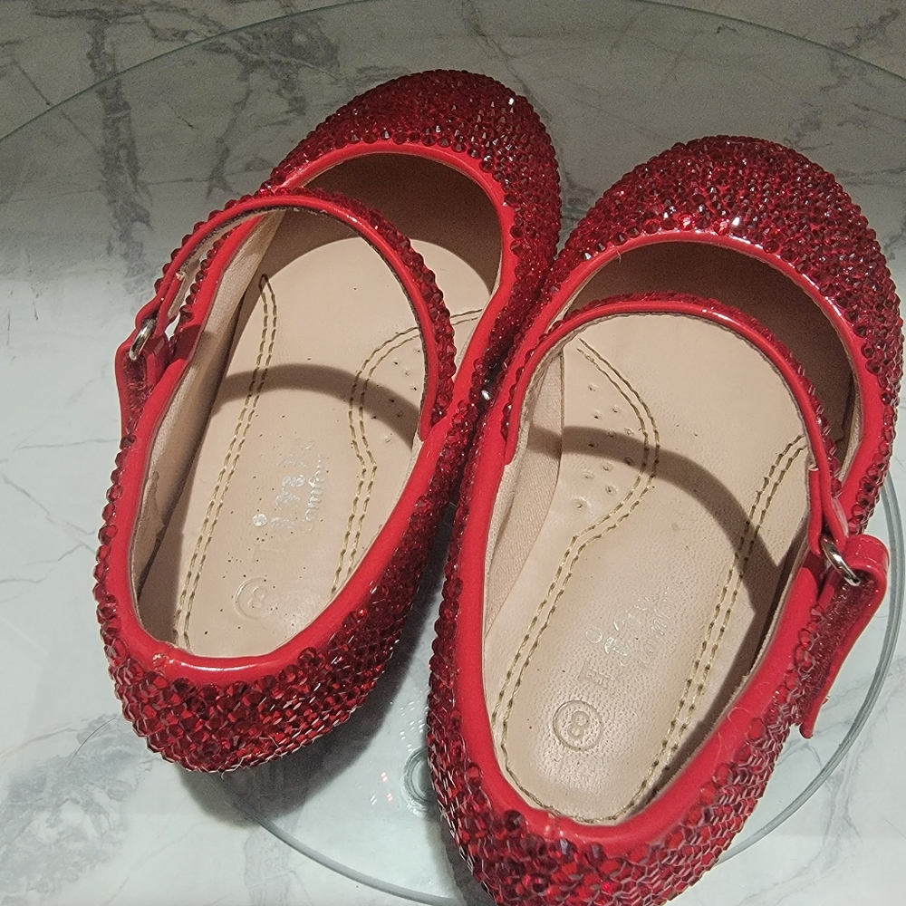 OOAK Custom Ruby Red Rhinestone Pageant Stage Flats Size 8 - Picture 6 of 8